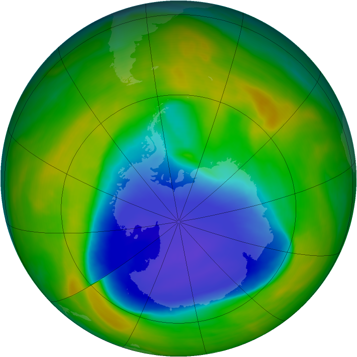 Antarctic ozone map for 04 November 2007